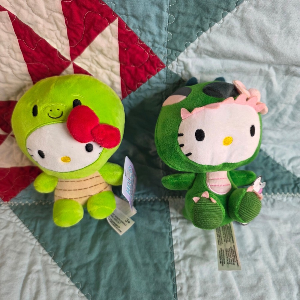 Hello Kitty Sea Life Turtle Dragon Plush Lot Sanrio Green Stuffed‎ Animals NEW